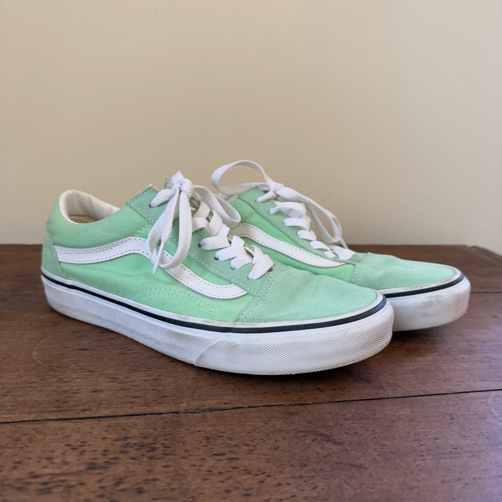 Vans Pastel Mint Green and White Old Skool Sneakers